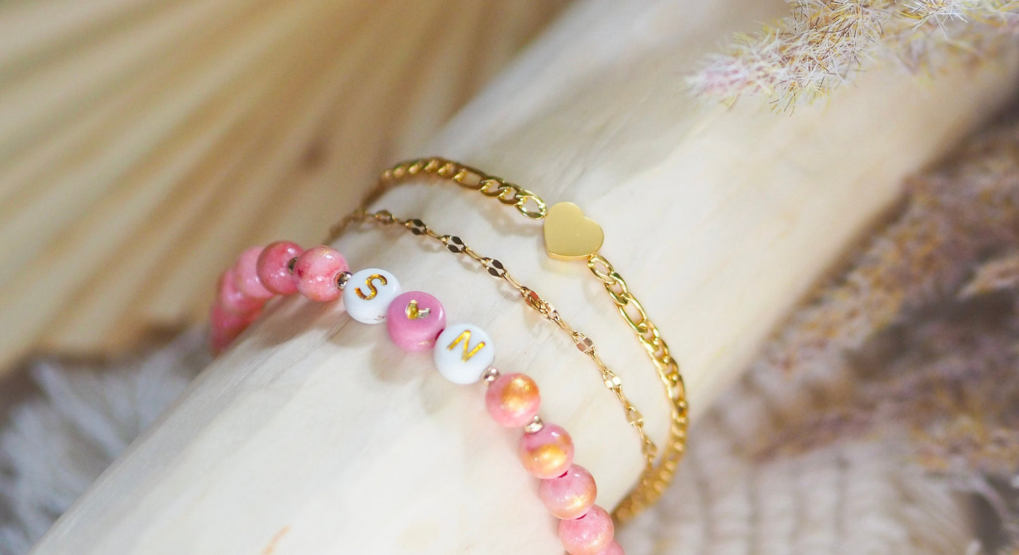 Gliederarmband mit Herz vergoldet