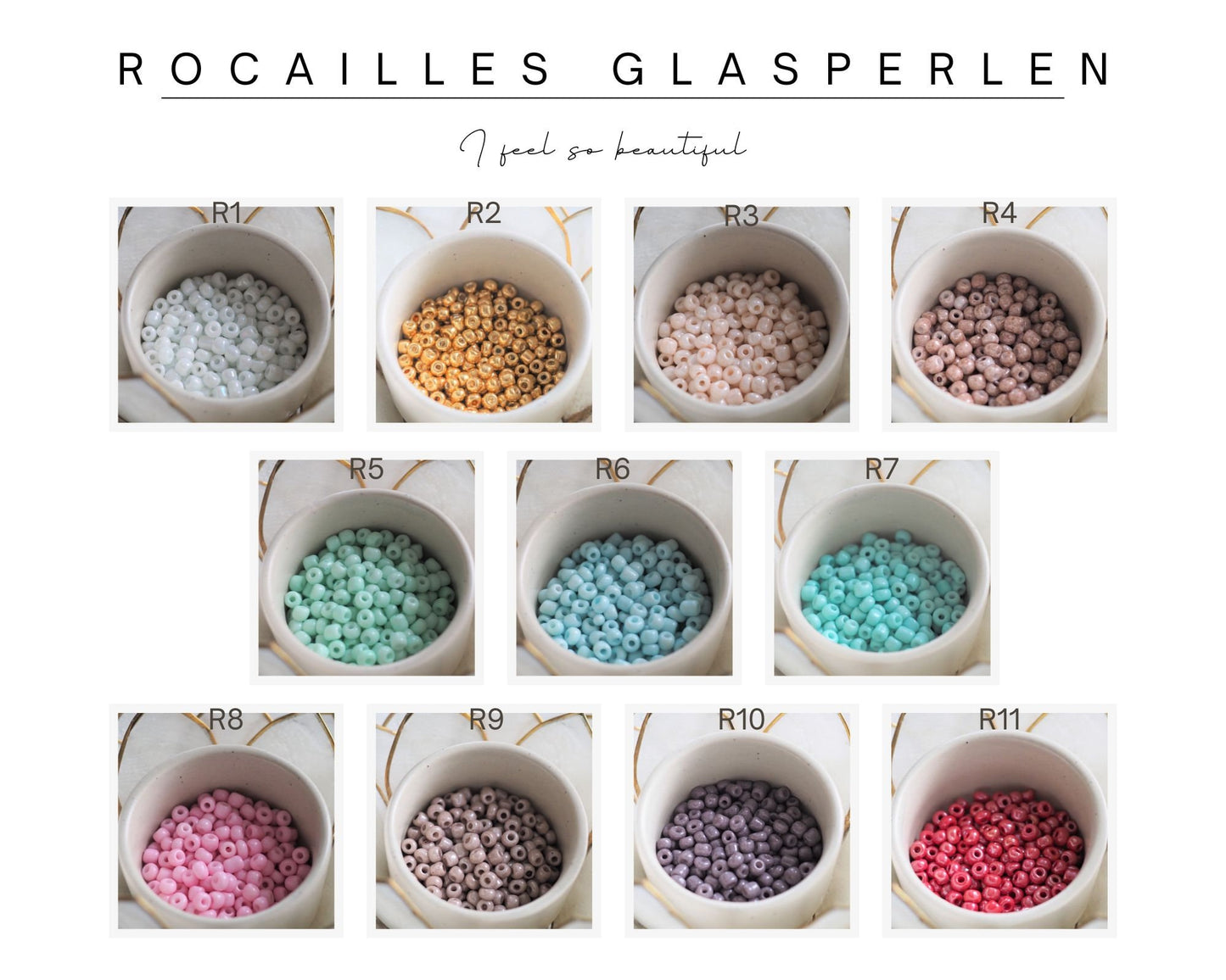 Perlenarmband Rocailles Glasperlen personalisiert mit Initialen bunt/roségold