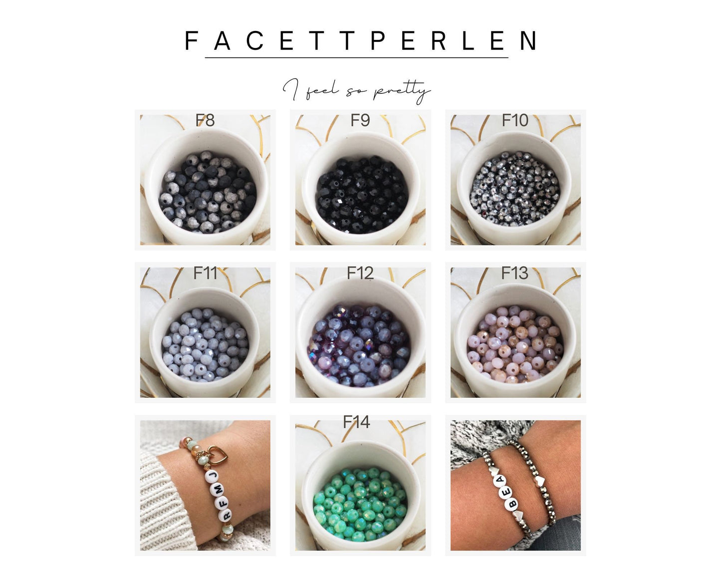 Perlenarmband Glasfacettperlen personalisiert mit Initialen