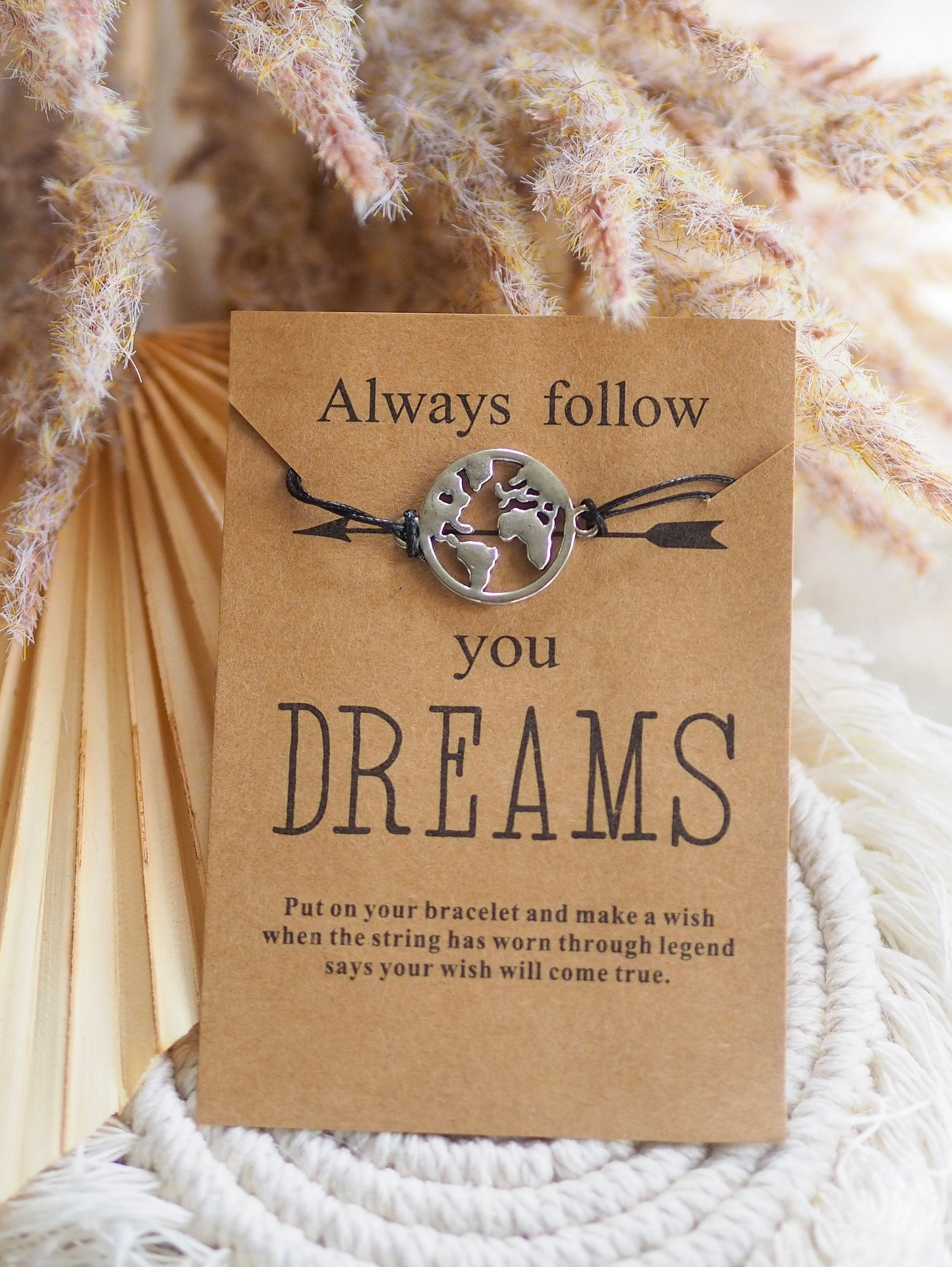 Wickelarmband mit Weltmotiv "Always Follow your DREAMS"