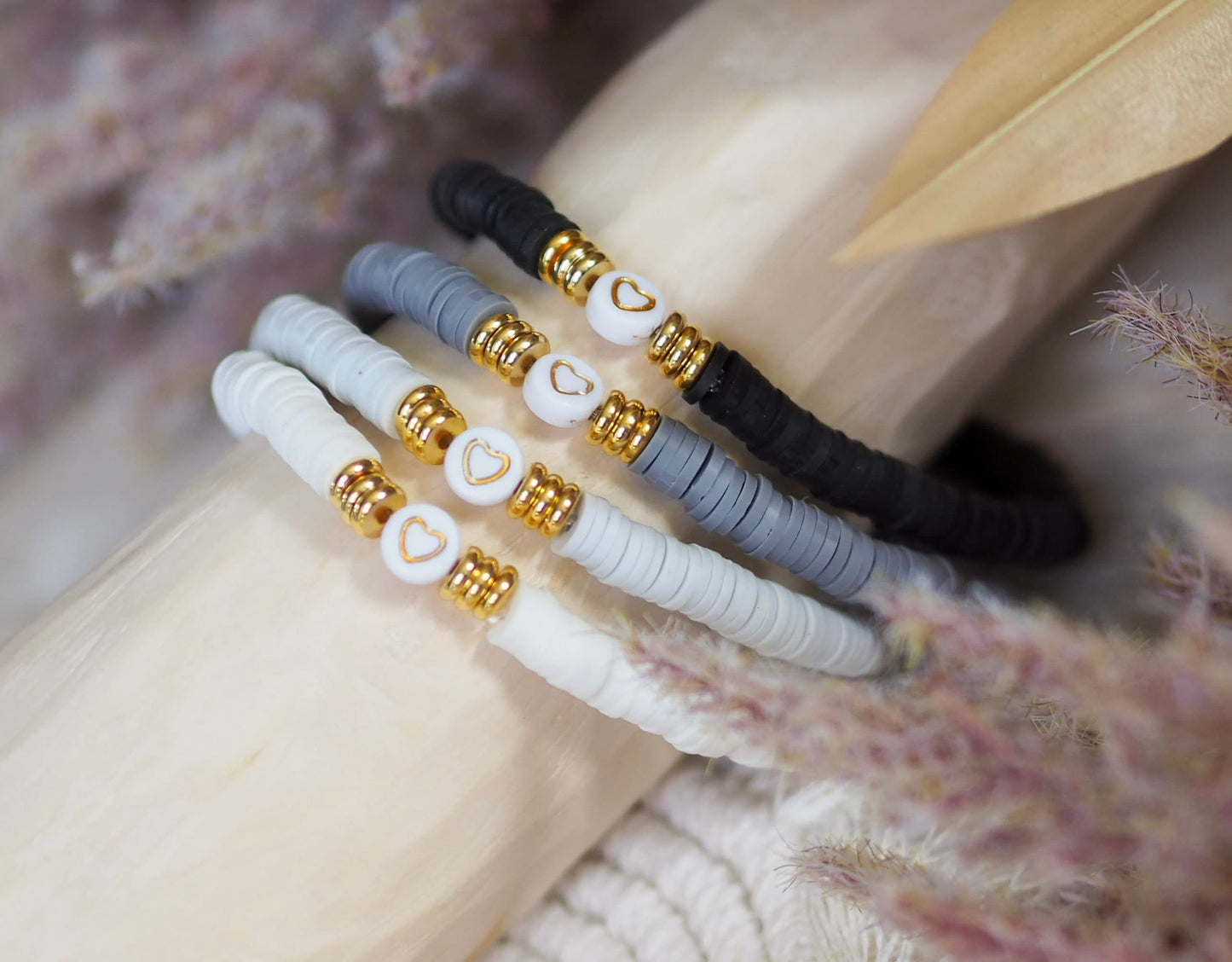 Perlenarmband Katsukiperlen mit Herz gold