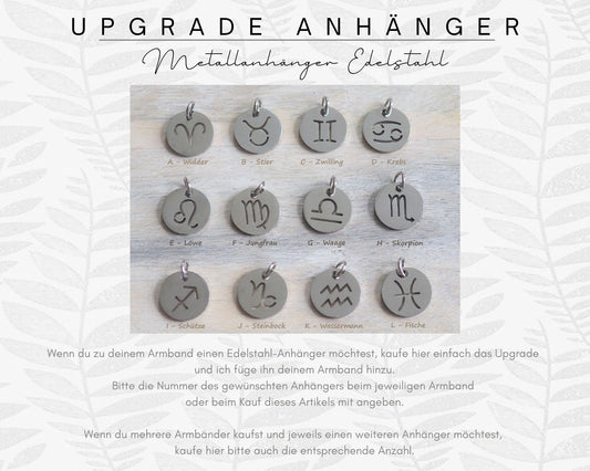 Upgrade zweiter Metallanhänger Edelstahl Sternzeichen silber