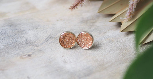 Ohrstecker Druzy Cabochon Kristall Orange