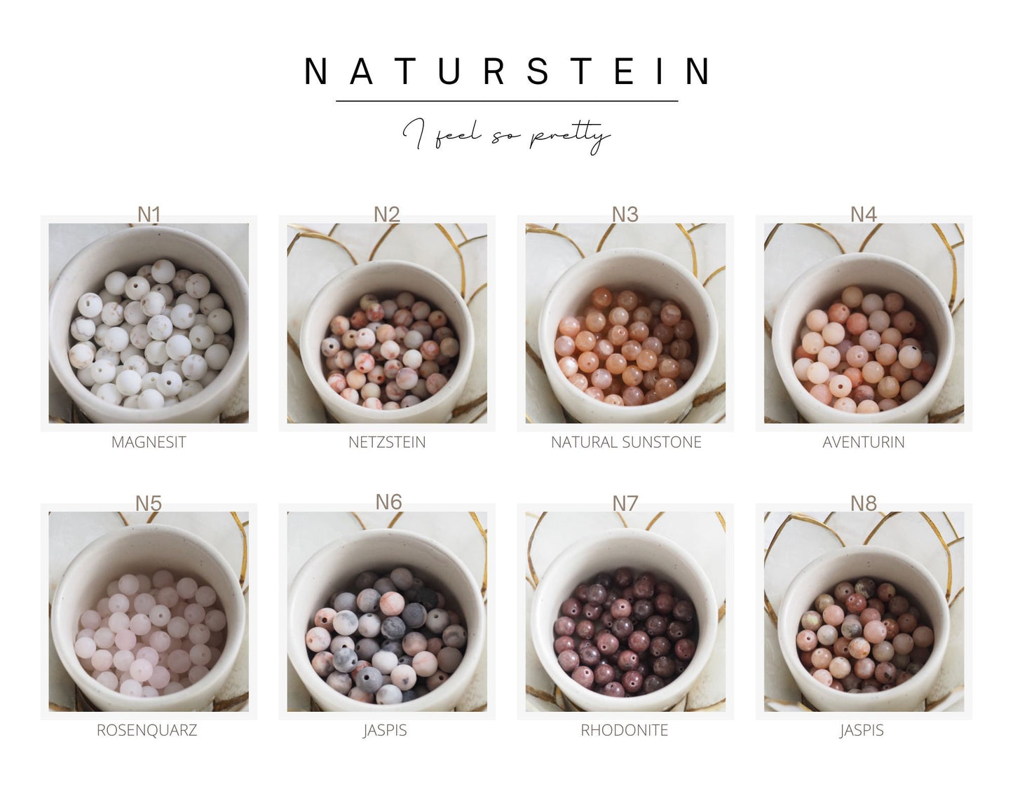 Perlenarmband Natursteinperlen personalisiert mit Initialen