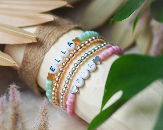 Perlenarmband Rocailles Glasperlen personalisiert mit Initialen