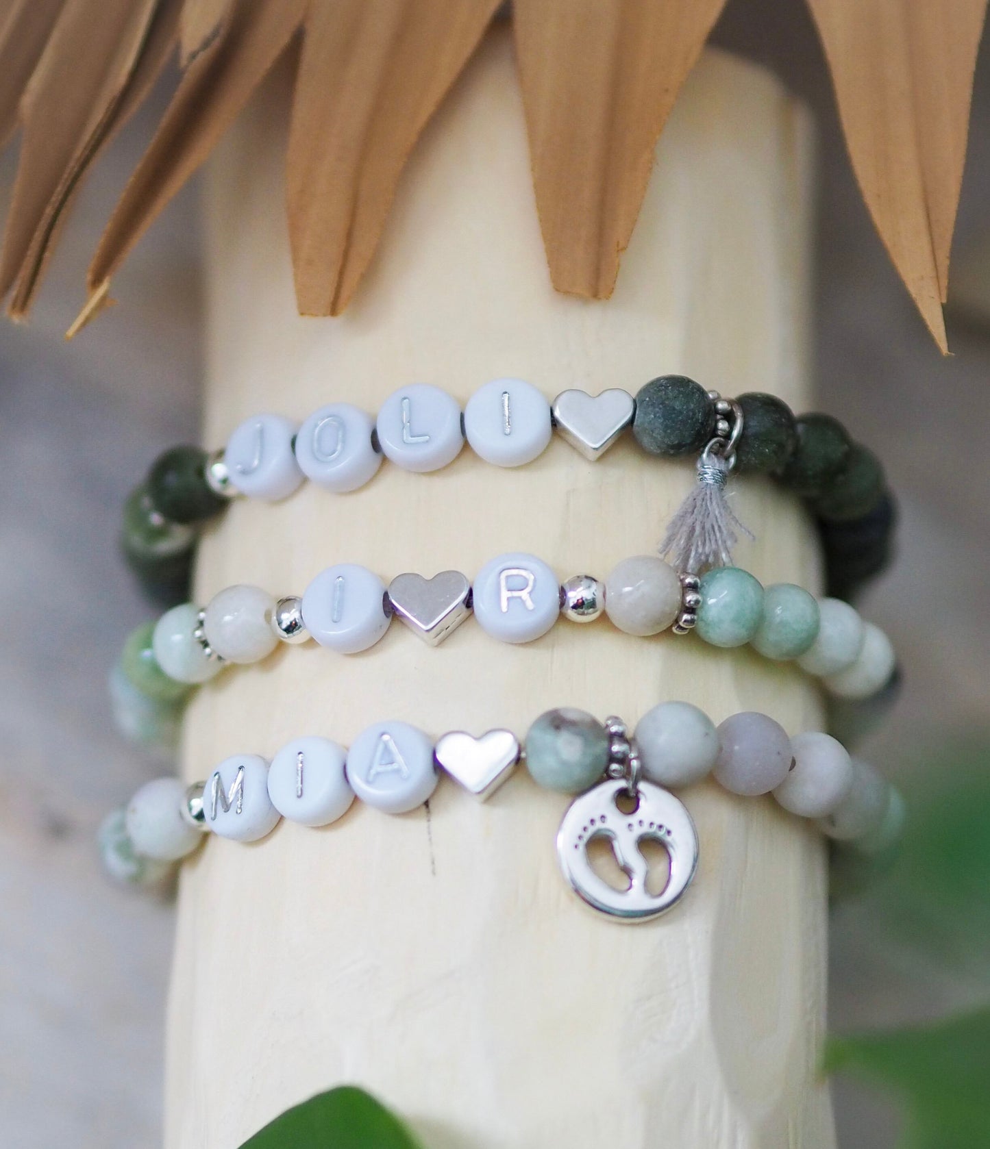Perlenarmband Natursteinperlen personalisiert mit Initialen