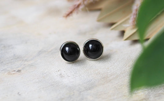 Ohrstecker Druzy Cabochon Schwarz