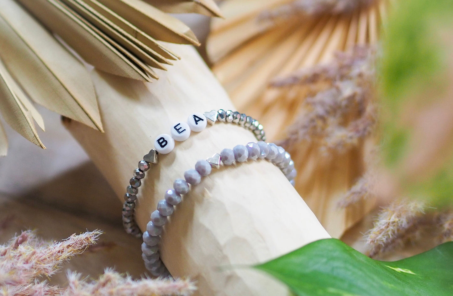 Perlenarmband Glasfacettperlen personalisiert mit Initialen