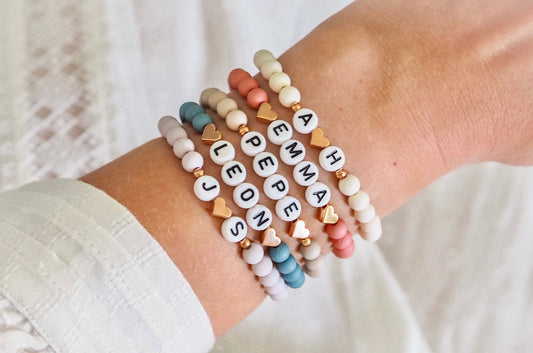 Perlenarmband Acrylperlen oder Glasperlen personalisiert mit Initialen