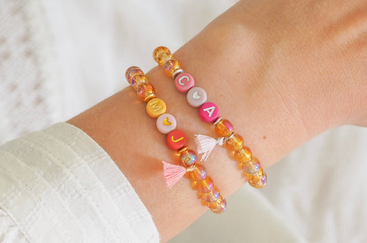 Perlenarmband Glasperlen personalisiert mit Initialen